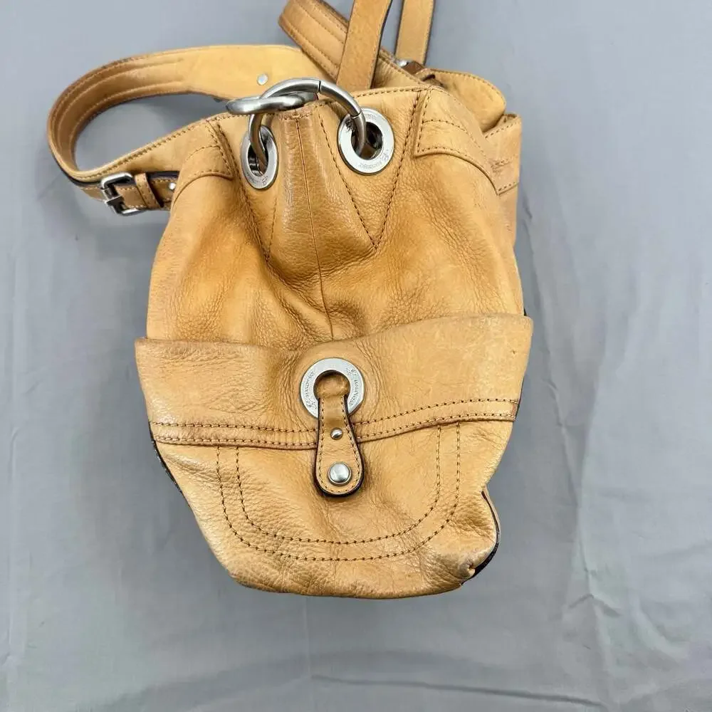 B. Makowsky Mustard Yellow Butter Soft Genuine Leather Satchel Purse